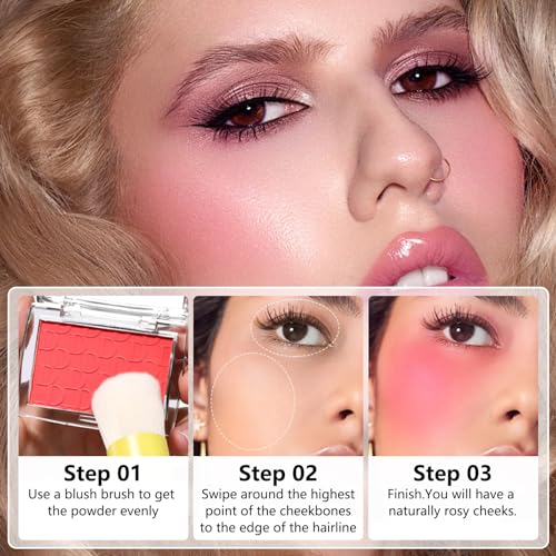 Embossed Blush, Palette Pink Dark Powder Blush Palette