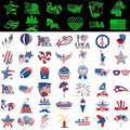 288PCS 4th of July Adult Patriotic Temporary Tattoos Glow in the Dark Body Decor 48 Designs