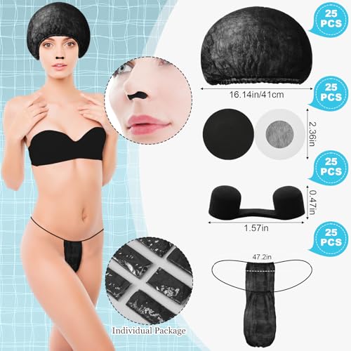 Chicingyou Black Disposable Spray Tan Accessories Kit - 125 pcs, Salon & Home Use