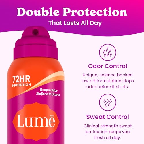 Lume Sweat Control Deodorant Spray 3-Pack - Soft Powder, Clean Tangerine & Vanilla Bliss