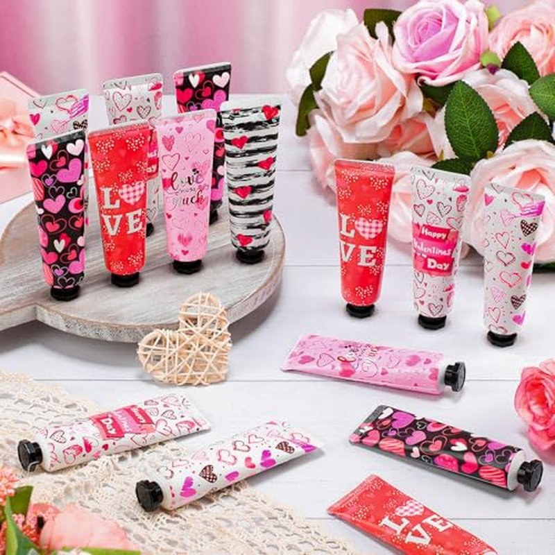 72 Pcs Valentine's Day Hand Cream Gift Bulk Valentine Gift Basket Stuffers Love Heart Moisturizing Galentine's Hand Lotion Bulk Small Dry Cracked Care Cream for Women Friends Seniors Clients, 30 ml