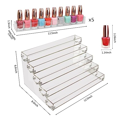 Sunglass Organizer Easy Snap-on Assembly, Acrylic Sticker Display Stand for Vendors, Nail Polish Holder Nail Desk Essential Oil Lipstick Storage,Clear Sunglasses Perfume Organizer (5 Layers)