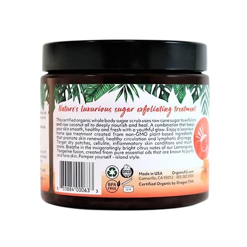 Organic Fiji Lemongrass Tangerine Body & Face Scrub - 20 oz with Coconut Oil - Variation of THIS listing