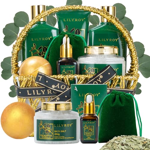 Eucalyptus Spa Bath Gifts Set - 9-Piece Luxury Bath & Body Basket for Women & Men