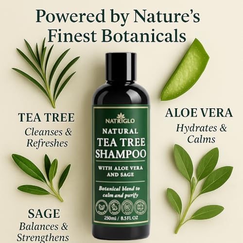Organic Tea Tree Oil Shampoo for Dandruff & Sensitive Scalp - Sulfate Free, Vegan, Cruelty-Free