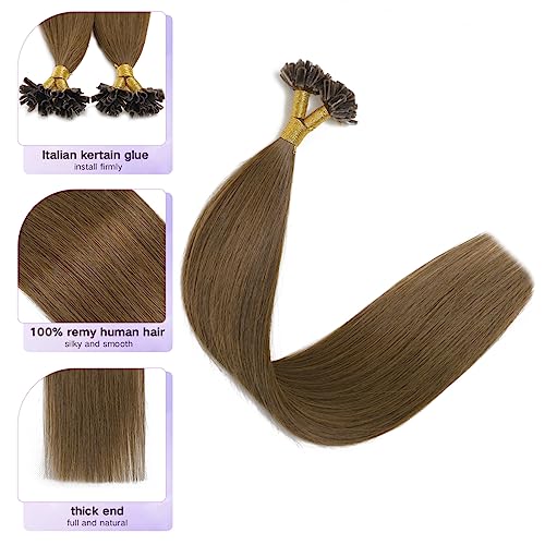 Sindra Human Hair U Tip Hair Extensions - Chocolate Brown #4, 18 Inch Variation