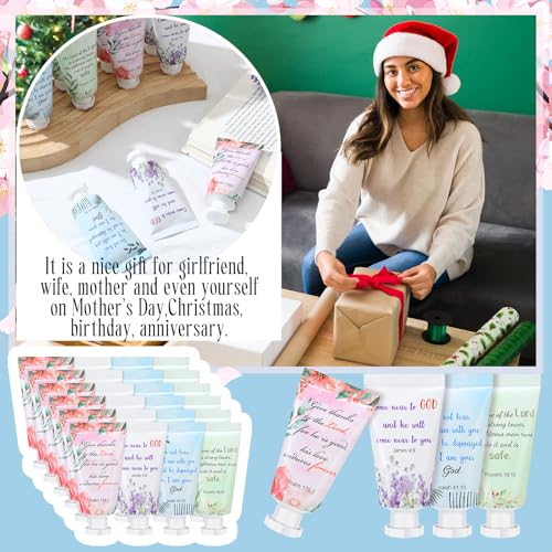 48 Pack Christian Hand Cream Set with Bible Verses - Travel Moisturizers for Women & Men - Religious Gift