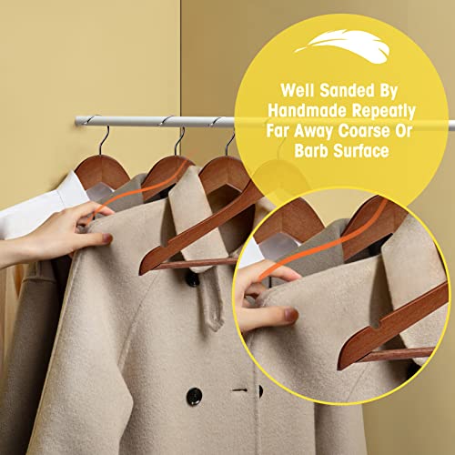 Walnut Wooden Hangers - 60 Pack Heavy Duty Closet Clothes Hangers with Notches - Variation of THIS listing