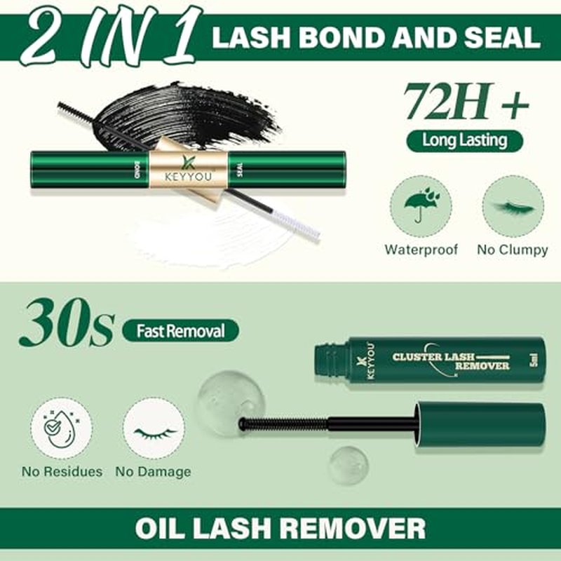KEYYOU Lash Extension Kit DIY 280Pcs Lash Clusters Eyelash Extension Kit 30D40D,D Curl 9-18MIX Lash Clusters Kit with Lash Glue Remover Applicator Easy to Use for Beginners(Kit,30D40D-D,9-18MIX)