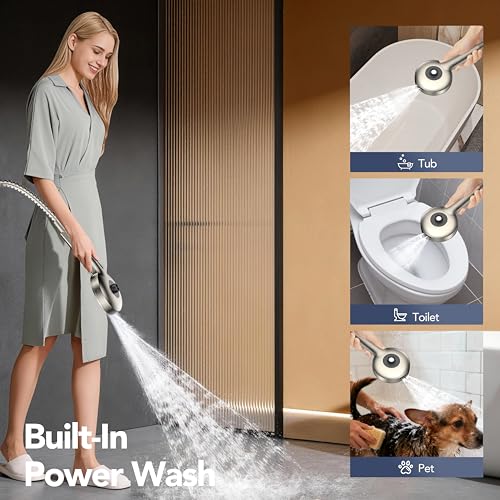 RAINVISTA Brushed Nickel Rain Shower Head with Handheld Combo, High Pressure Magnet
