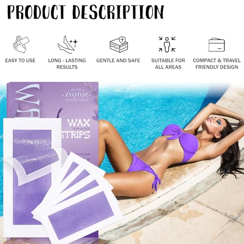 Facial Wax Strips for Women, Bikini & Body Wax Strips Kit ? 60 Count (40 Body + 20 Face) with 10 Soothing Oil Wipes, At-Home Hair Removal for Legs, Underarms, Brazilian, Face ? Lavender/Aloe Vera