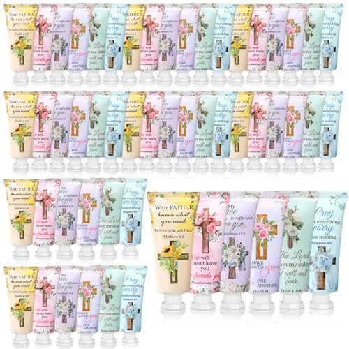 48 Pcs Christian Hand Cream Gift Set - Religious Scripture Lotion for Women - Variation of 48