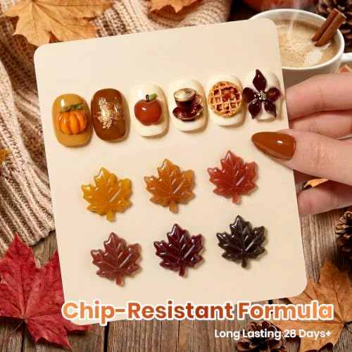 Fall Gel Polish Set - 6 Cozy Mocha Cocoa Shades with Fall Collection and Color Swatch Card - Brown Variation