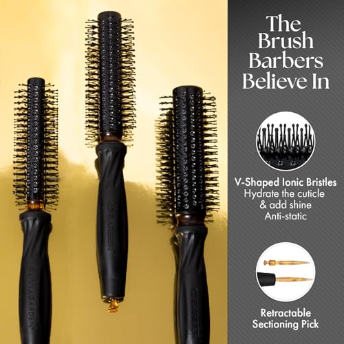 Olivia Garden OG Barber Hair Brush - 1 Inch, Ergonomic Non-Slip Handle, Ionic Technology, Lightweight for Short Hair Grooming