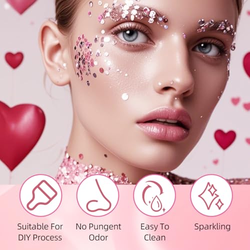 Body Glitter Stick for Face, Body & Hair - Pink & Purple Chunky Sparkle Glitter, 2 Pack | Long Lasting Party Makeup for Festival, Rave, Concert & Cosplay