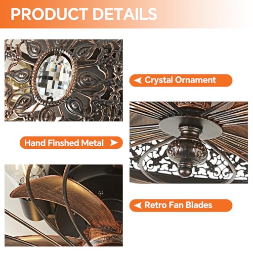18-Inch Vintage Victorian Caged Ceiling Fan with Light and Remote
