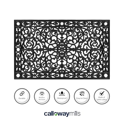 Rubber Doormat 3x6 Feet - Black, Heavy Duty All-Season Porch Mat - Rectangular