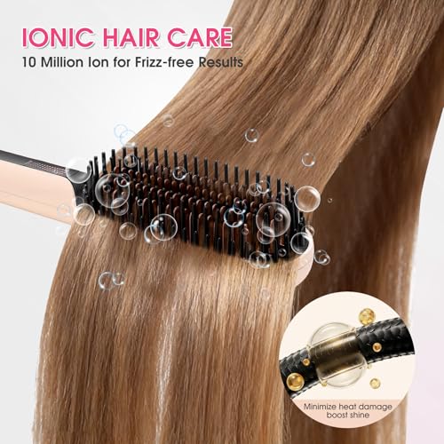 Pink Ionic Hair Straightener Brush for Fast, Safe Styling - AraSyleon