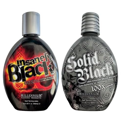 LOT OF(2) Millennium Tanning Products SOLID BLACK & INSANELY BLACK 13.5 oz