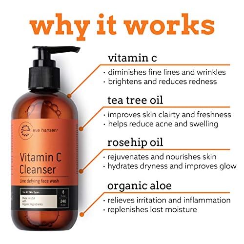 Eve Hansen Vitamin C Cleanser and Moisturizer Set | Natural Vit C Face Wash (8 oz) for a Deep Clean | 1X Brightening Moisturizer (4 oz) for All Skin Types