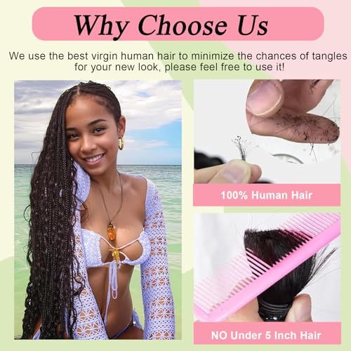 Deep Water Wave Human Hair Extensions for Braiding - 3 Bundles 22 Inch Natural Black