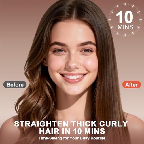 Ionic Hair Straightener Brush for Women - Anti-Frizz & Curly Hair Styling