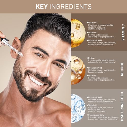Aiwei Facial Serum Set - Includes Vitamin C, Retinol & Hyaluronic Acid - Improve Skin Texture, Glow & Hydration - Day and Night Face Serums for All Skin Types