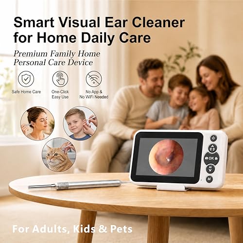 Digital Otoscope with 4.5-Inch HD Screen, No Phone Needed Ear Camera with Light