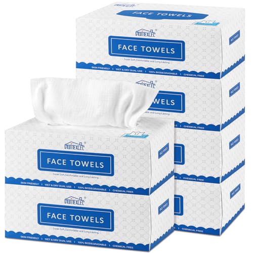 HOMEXCEL Disposable Face Towels Pack of 6, Ultra Soft & Absorbent, 600 Count