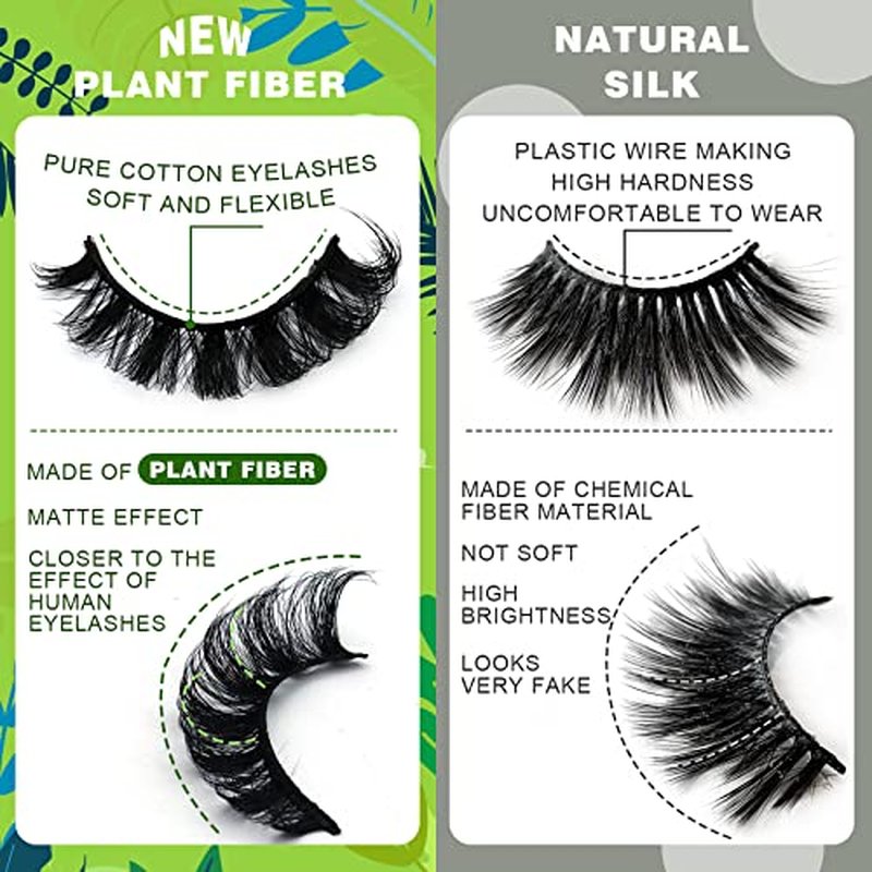 3D Plant Fibre Russian Strip Lashes - D Curl Lash Strips, Wispy Mink Eyelashes, Faux Mink Eyelashes Natural Look(SDC-MIX)