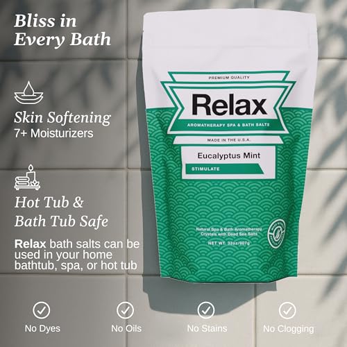 Eucalyptus Mint Bath Salts 2lb - Relax Spa & Bath Magnesium & Epsom Soak