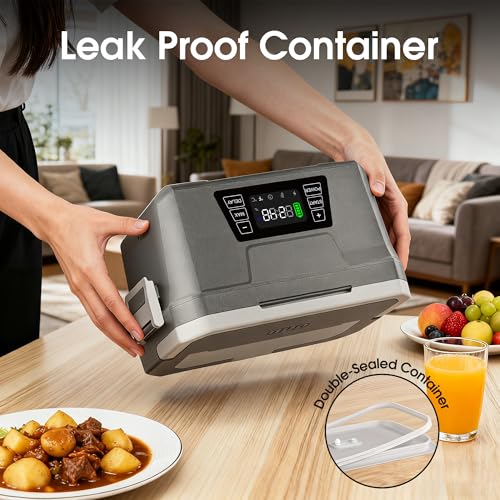 Herrfilk Gray Cordless Electric Heated Lunch Box 1.2L Self-Heating Food Warmer