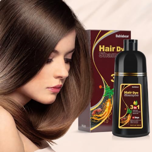 Dark Brown Hair Color Shampoo for Gray Hair - 13.5 Fl Oz - Effortless Hair Dye for Men & Women