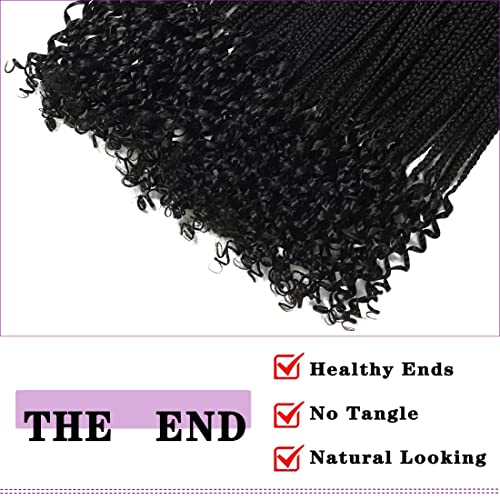 7 Packs Crochet Box Braids Hair with Curly Ends - 30 Inch, 1B, Pre-Looped Goddess Braids