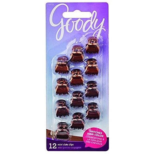 Goody Colour Collection Claw Hair Clips 12 Piece, Brunette Mini