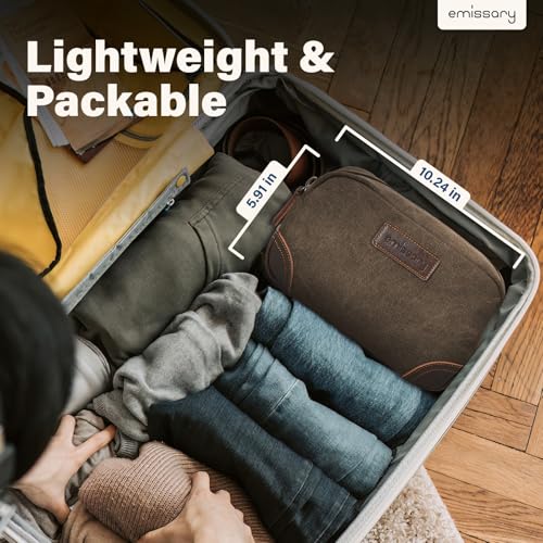 Emissary Men's Toiletry Bag - Coffee Canvas Leather Travel Dopp Kit