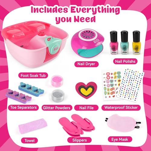 Kids Spa Day Kit For Girls, Spa Kit For Girls Ages 8-10-12, Kids Foot Spa Manicure Pedicure, Girls Pedicure Spa Kit For Kids With Kids Spa Set For Girls Christmas Birthday Gift