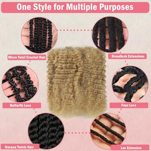 Afro Kinkys Bulk Human Hair for Dreadlocks & Twists - Honey Blonde 12 Inch, 50g Pack - Variation #27