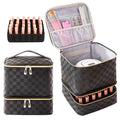 Nail Polish Storage Organizer Checkerboard Black - Removable Dividers & Portable
