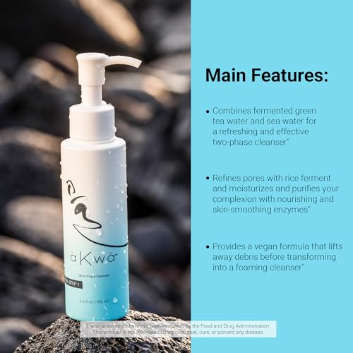 4Life - aKwa Oil to Foam Cleanser - Fermented Green Tea, Rice Ferment & Sea Water Cleanse, Moisturize & Refresh Skin - Plant-Based Formula - 3.4 fl oz