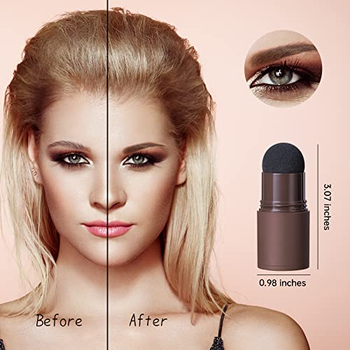 Eyebrow Stencil Kit, One Step Brow Powder Stamp Makeup with 10 Reusable Eyebrow Stencils£¦2 Eyebrow Pen Brushes, Professional Waterproof Brow Powder Stamp (Dark Brown)