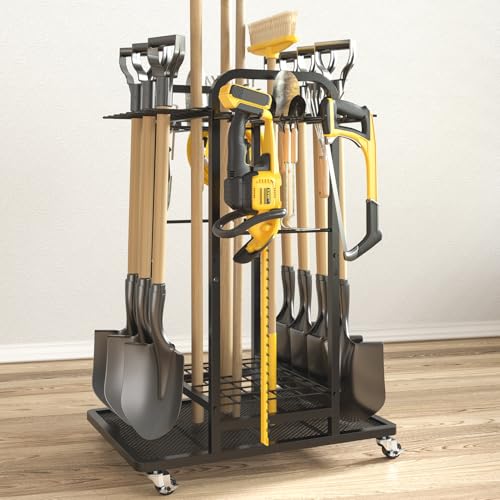 Garden Tool Organizer Cart with Lockable Wheels & 35 Slots
