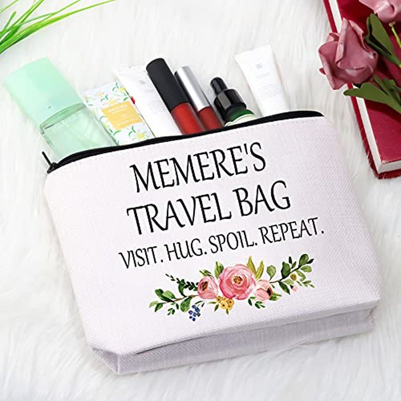 GJTIM Memere Travel Gift Zipper Pouch Makeup Bag Birthday Gift for Grandma (Memere's Travel Bag)