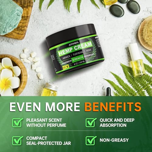 8oz Natural Hemp Cream with Arnica & Turmeric - Pain Relief Gel, Pack of 1