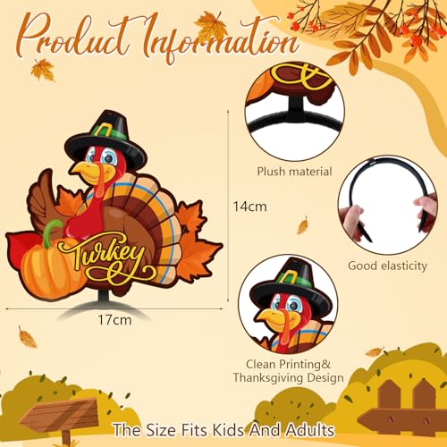 Thanksgiving Turkey Headbands Party Costume Set - 12 Pieces