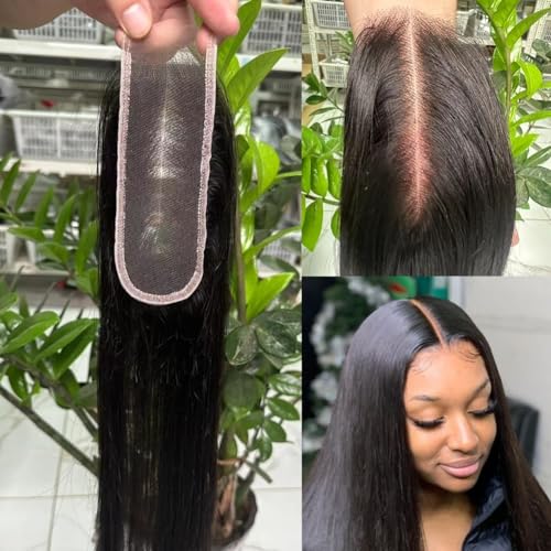 14 Inch HD Swiss Lace Melt Skin Lace Closure Long Deep Parting Human Hair - Natural Black