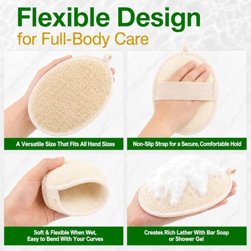 Natural Loofah Exfoliating Body Scrubber Pads - Pack of 24 Dual Sided Shower Sponges