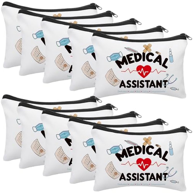 10 Pcs MA Week Gifts Bulk Medical Assistant Appreciate Gift Bulk MA Week Makeup Bag Medical Assistant Party Favors for Nurse Doctor Nurses Day Christmas Thanksgiving Present