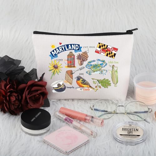 PWHAOO Maryland State Souvenirs Gift Maryland Makeup Bag Maryland Home Cosmetic Bag Maryland Tourism Gift Maryland Vacation Gift (Maryland M)