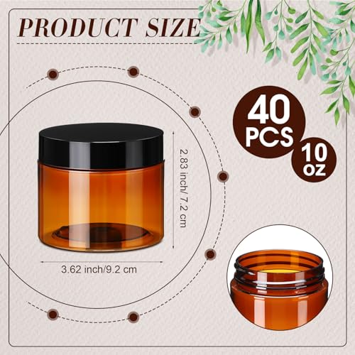 Amber Plastic Jars with Lids - 40 Pack, 10 oz Cosmetic Containers - Variation: Amber / 10 oz